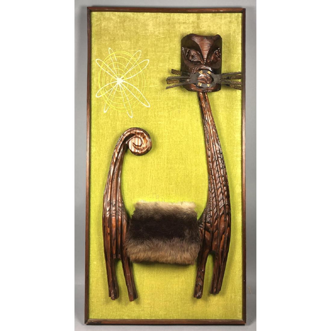 WITCO style Carved Wood Cat Wall Sculpture. Fake (1 of 10)