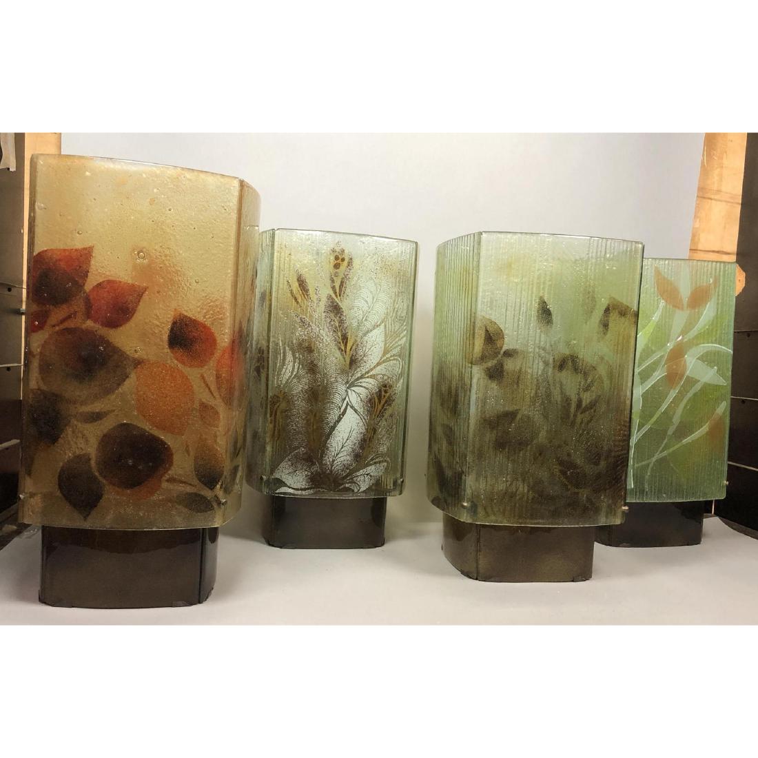 Set 4 Modernist Art Glass Four Sided Shades. Hang (1 of 9)