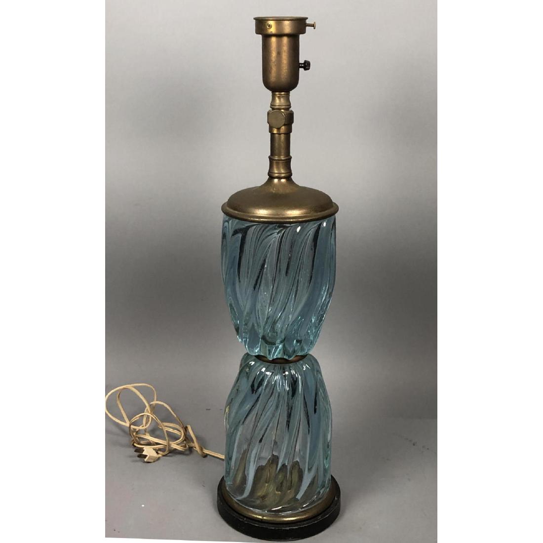 Murano Art Glass Torchiere Table Lamp Twisted Iridescent Glass Table Lamp