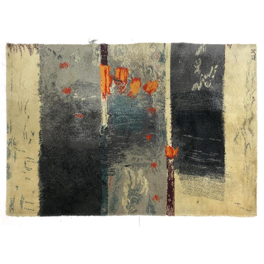 6'6" x 4'6" ARNE L HANSEN Modernist Shag Rug. Sig: 6'6" x 4'6" ARNE L HANSEN Modernist Shag Rug. Signed ALH. Cream ground with colorful abstract pattern. Signed with initials. -- Dimensions: ---
