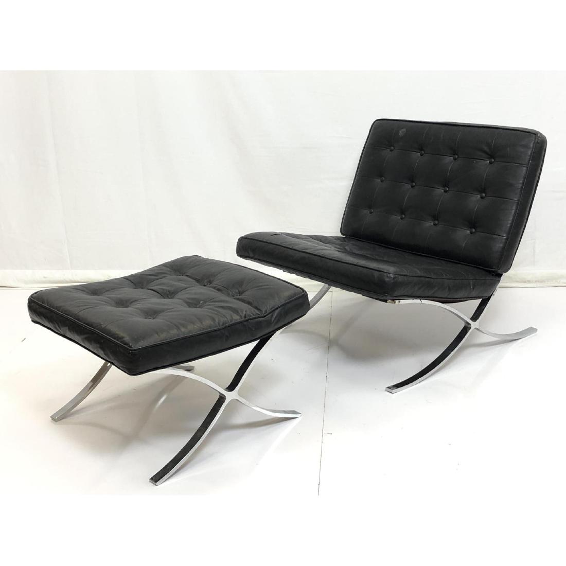 2pc Chrome Frame Barcelona Style Lounge Chair & O (1 of 10)