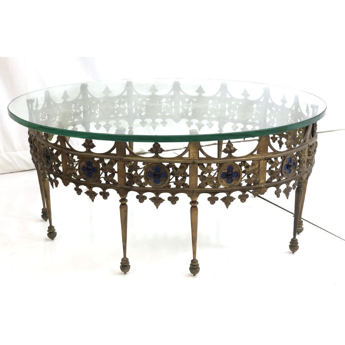 Glass Top Architectural Metal Coffee Cocktail Tab (1 of 6)