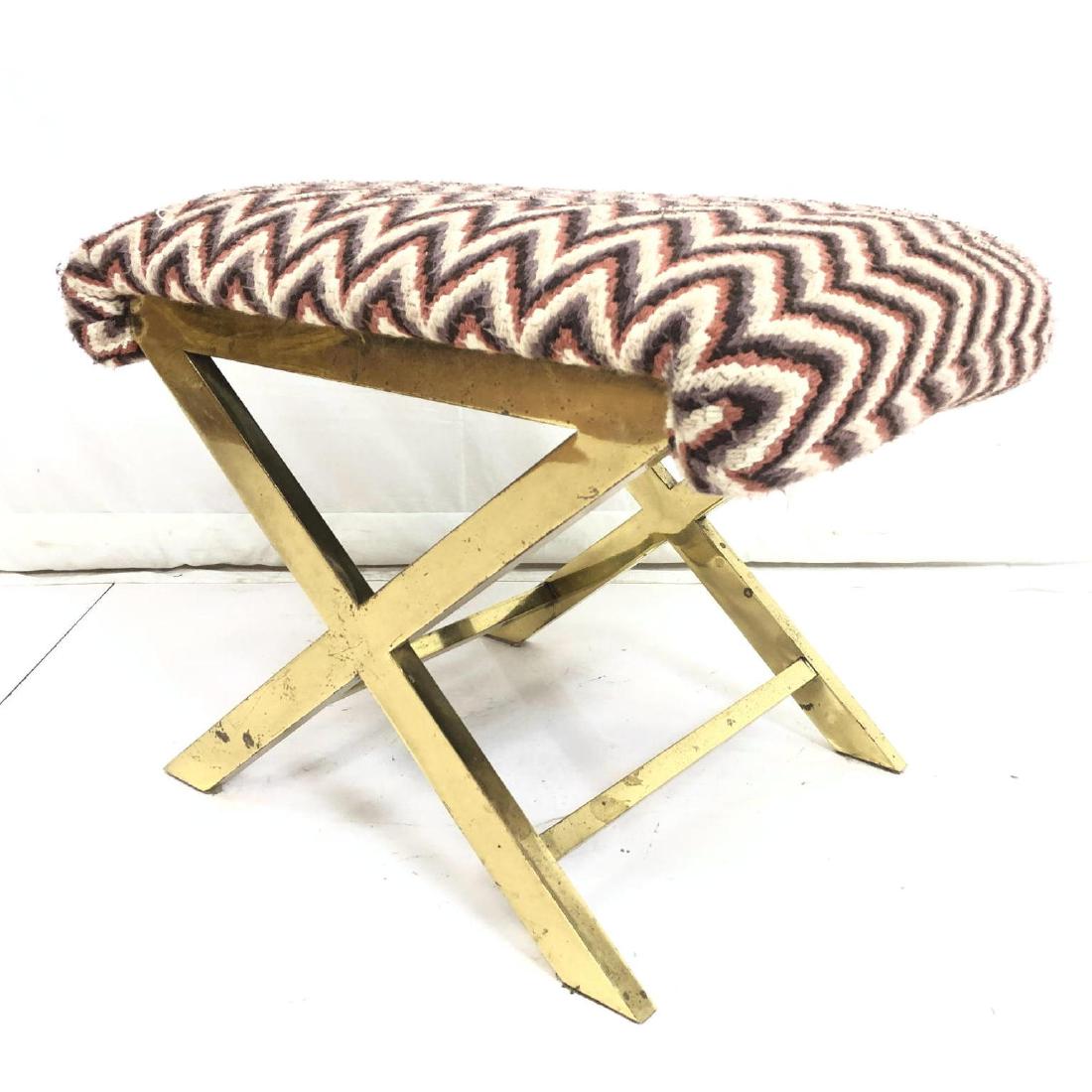 Brass Tone X base Decorator Bench Stool. Bargello (1 of 7)