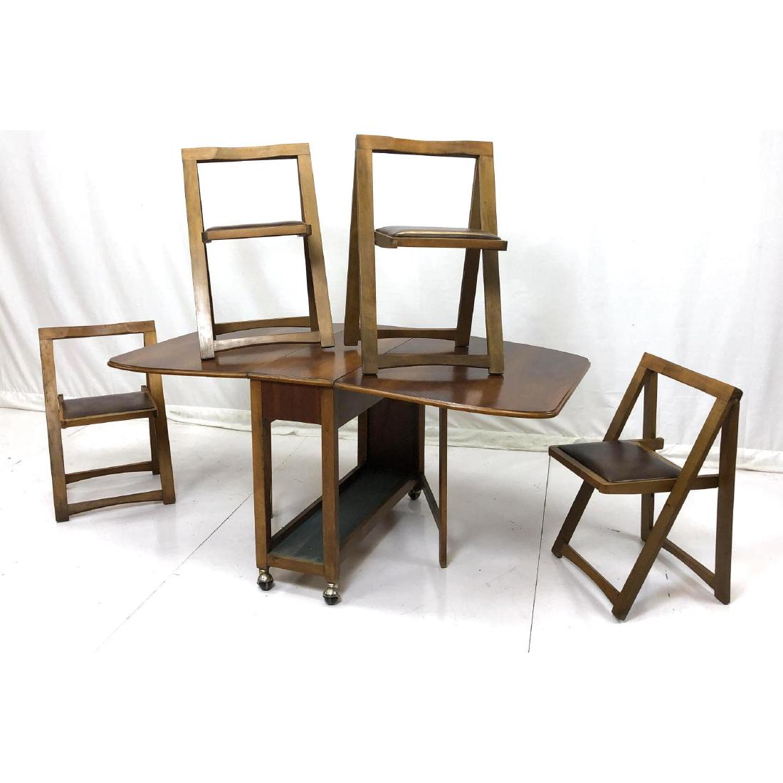Walnut Drop side Table & Folding Chairs Set. Two (1 of 10)