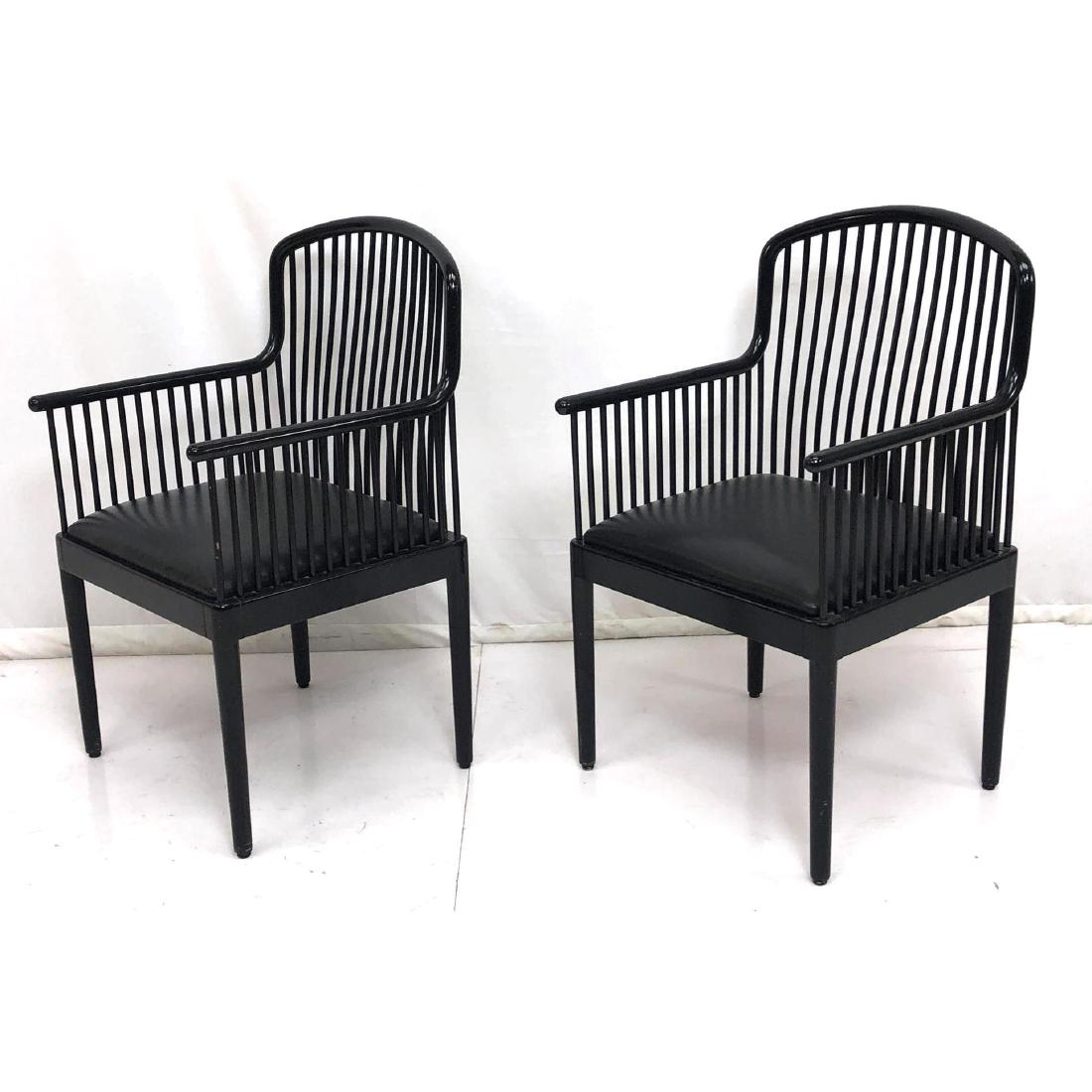 Pr Black Lacquered Spindle Back & Arm Modernist C (1 of 8)