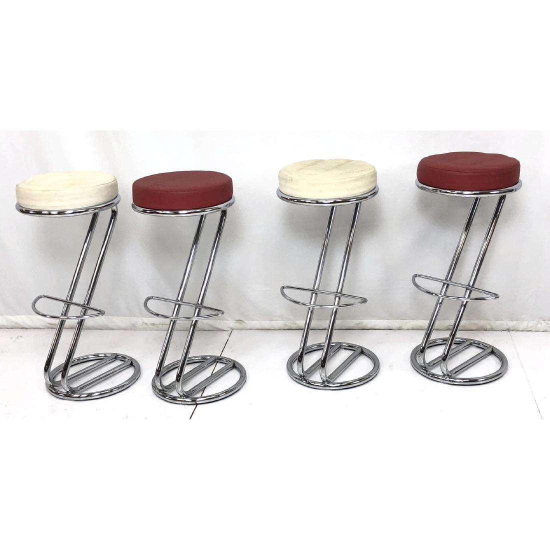 Set 4 Z Chrome Tube Bar Stools. 2 red, 2 white ro (1 of 10)