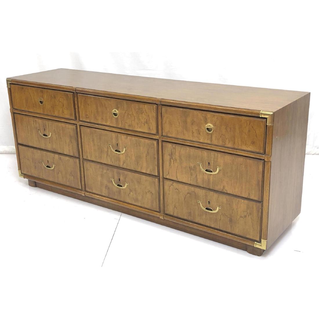 DREXEL Campaign Style Credenza Sideboard. Brass r (1 of 8)