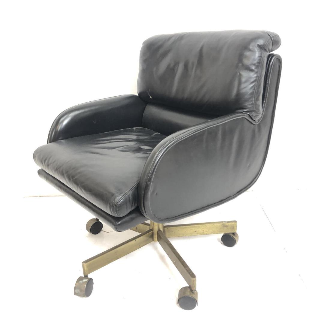 DUNBAR Black Leather Rolling Low Arm Office Loung (1 of 8)