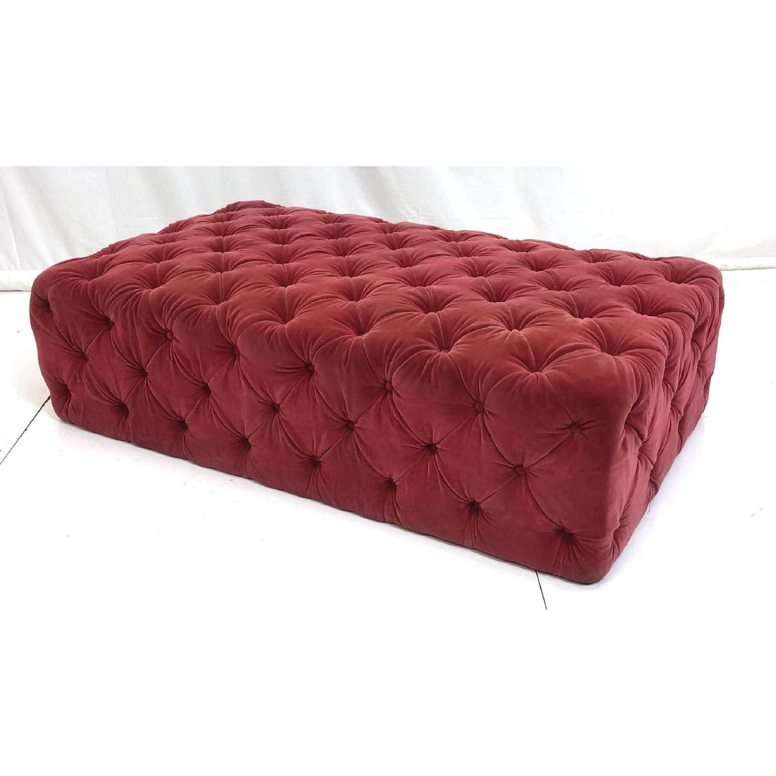 Modernist Pink Tufted Upholstery Oversize Ottoman: Modernist Pink Tufted Upholstery Oversize Ottoman Footstool.-- Dimensions: H: 16 inches: W: 35 inches: D: 59 inches ---