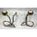 Pr Modernist Brass Ball, silver Scroll Andirons.
