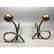 Pr Modernist Brass Ball, silver Scroll Andirons. - 2