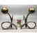 Pr Modernist Brass Ball, silver Scroll Andirons. - 7