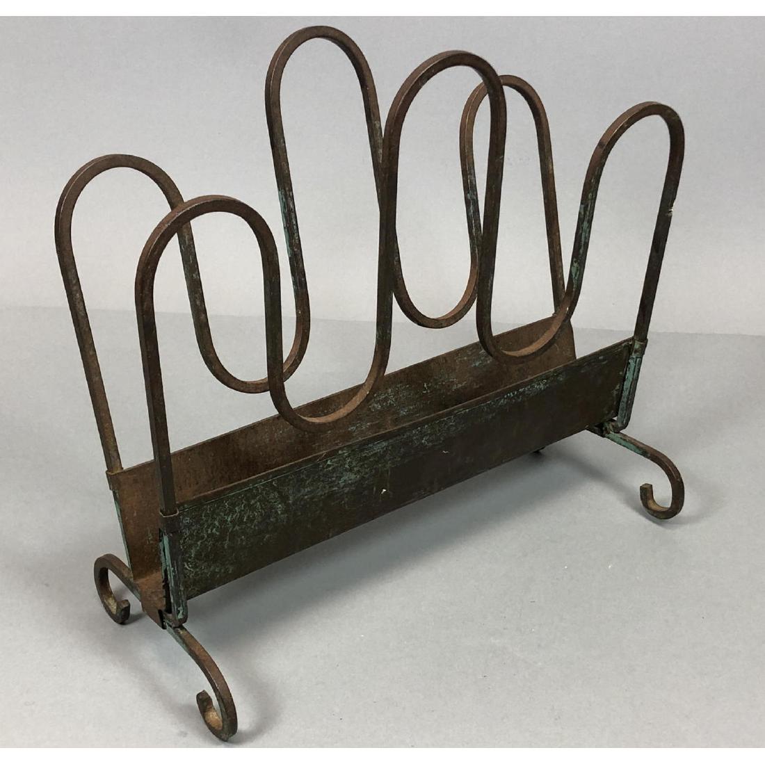 Modernist Metal Arch form Jean Royere style Magaz: Modernist Metal Arch form Jean Royere style Magazine Rack.-- Dimensions: H: 13.5 inches: W: 14 inches: D: 6 inches ---
