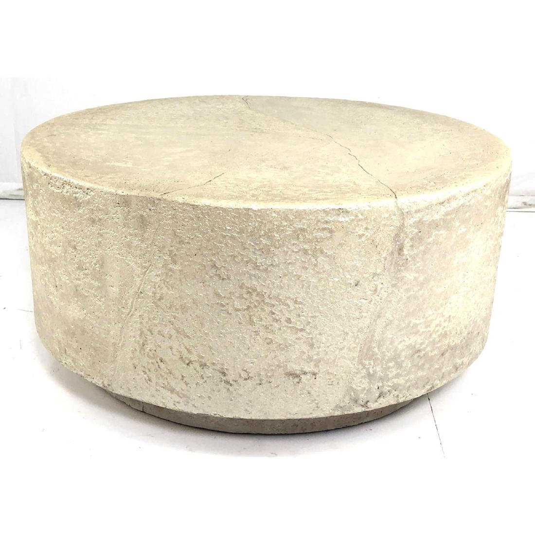 Round Faux Stone Coffee Cocktail Table. Column fo (1 of 8)