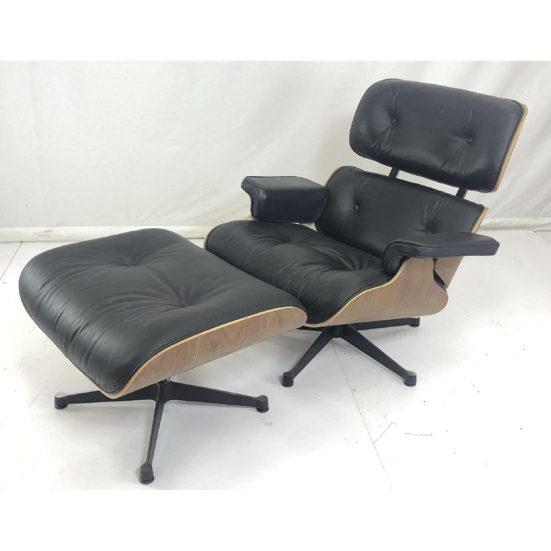 2pc CHARLES EAMES style Black Leather Lounge Chai (1 of 9)