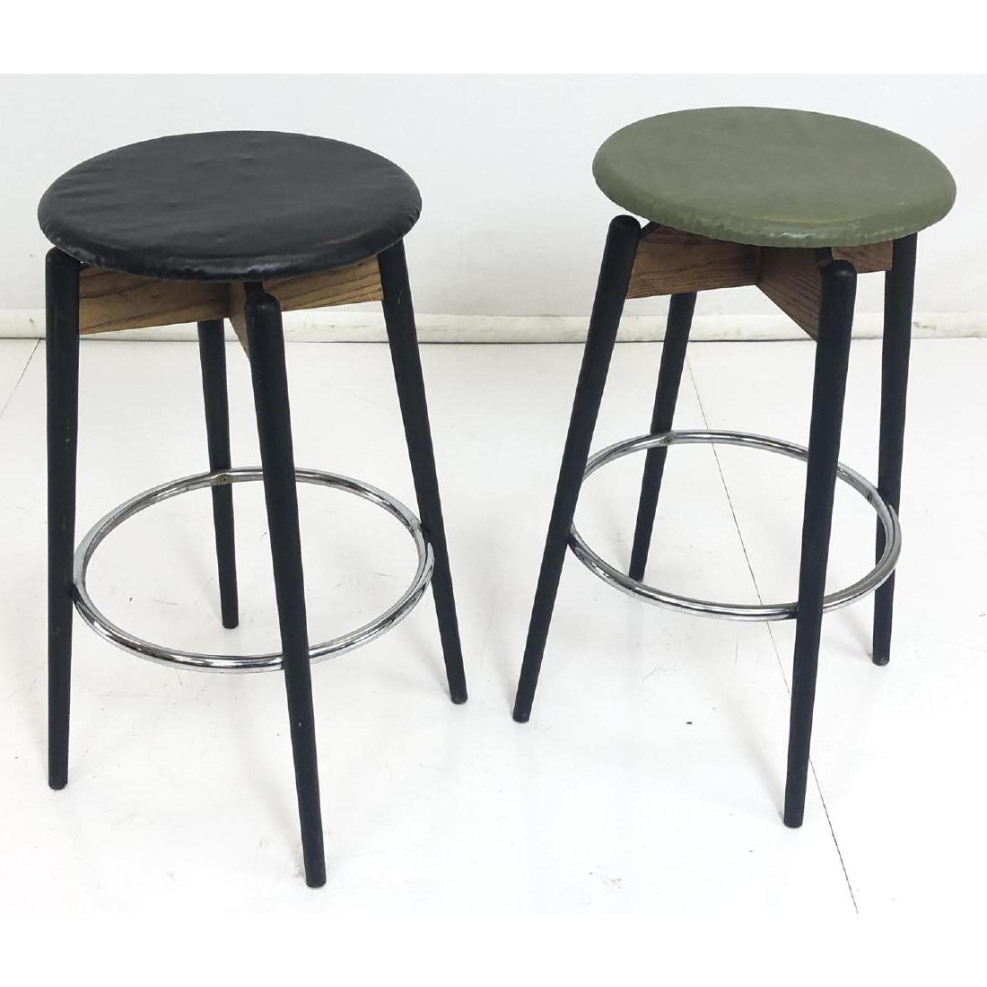 Pr Mid Century Bar Stools. Ebonized Tapered pegs (1 of 8)