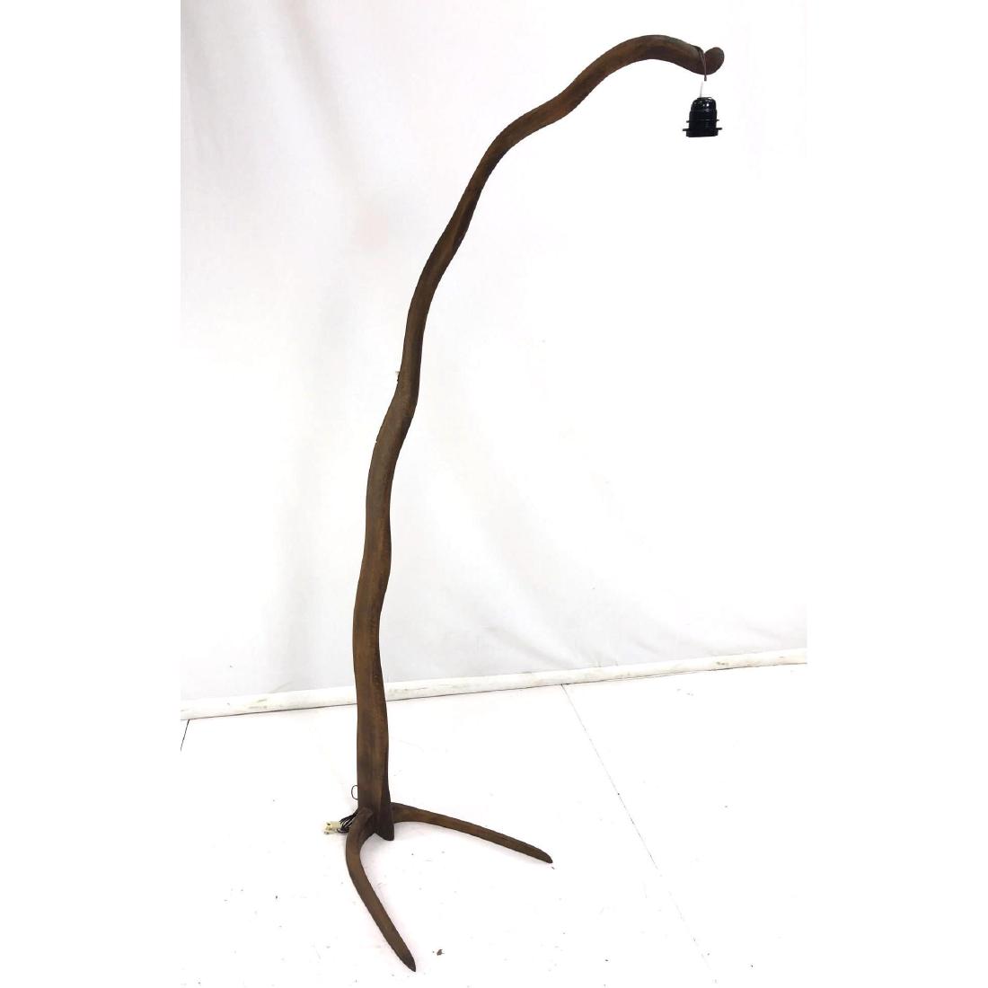 Tall Free Form Artisan Wood Floor Lamp. Boomerang (1 of 8)