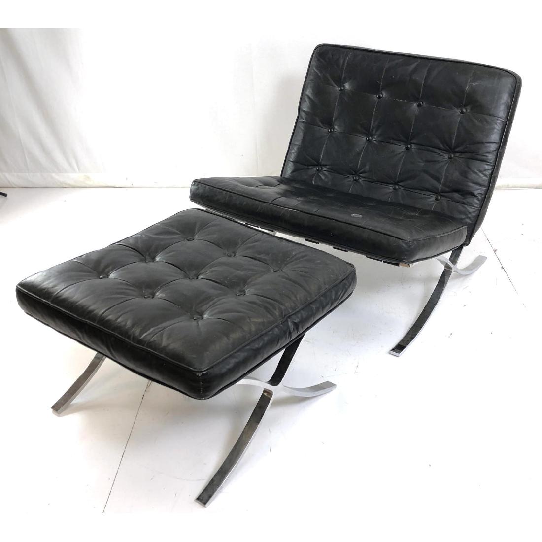 2pc Chrome Frame Barcelona Style Lounge Chair & O (1 of 11)