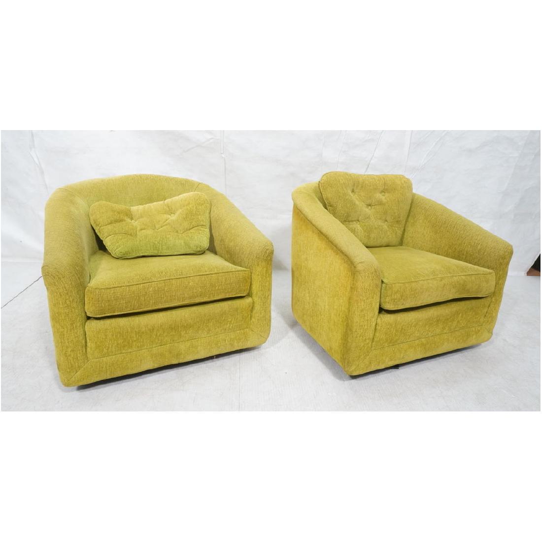 Pr Lime Green Barrel Back Swivel Chairs. Modernis
