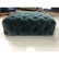 Lg Oversized Blue Velvet Tufted Ottoman Foot Stoo - 4