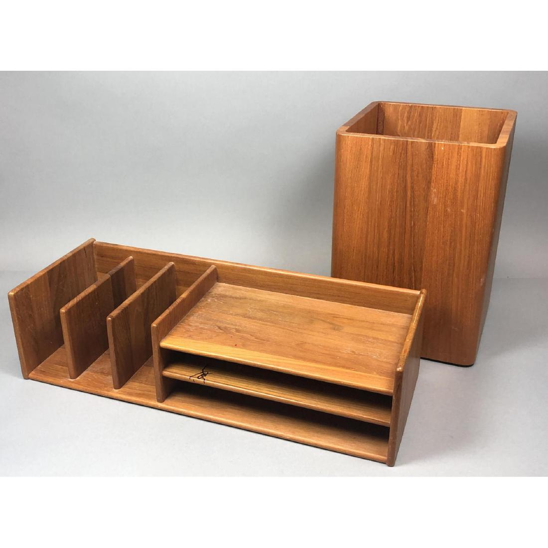 2pc Danish Modern Teak. Desk Organizer & Trash Ca (1 of 15)