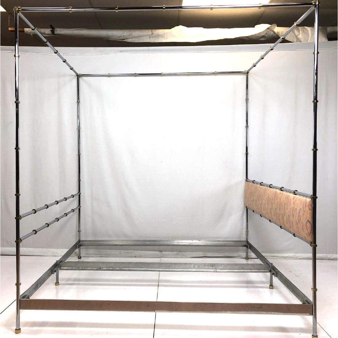 Milo Baughman Style Canopy Bed.  Brass and Chrome (1 of 13)