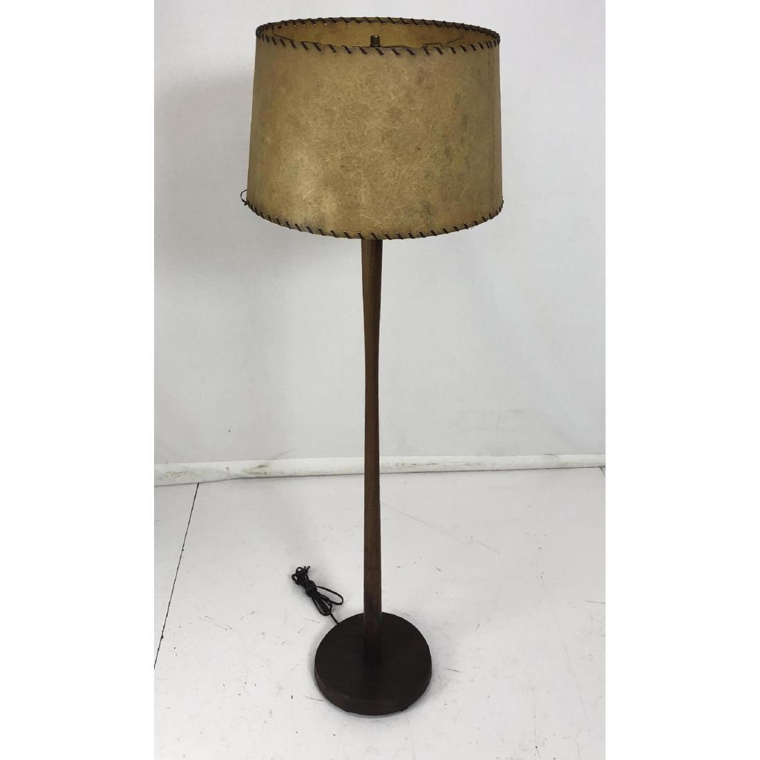 Modernist Walnut Floor Lamp. Laced detail shade, (1 of 9)