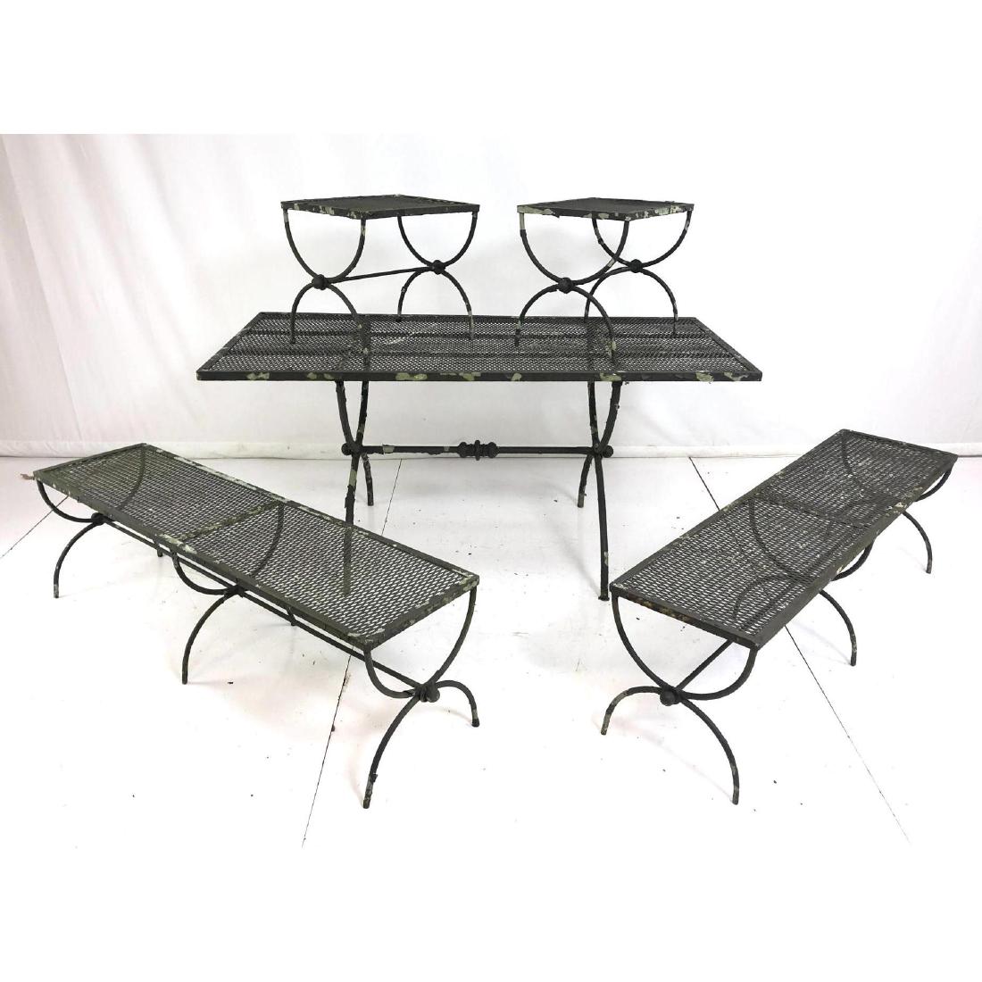 5 pc Wrought Iron Outdoor Patio Set. 2 benches, 2 (1 of 6)