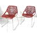 Pr Modernist Chrome Steel Frame Red Plastic Side