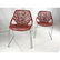 Pr Modernist Chrome Steel Frame Red Plastic Side - 2