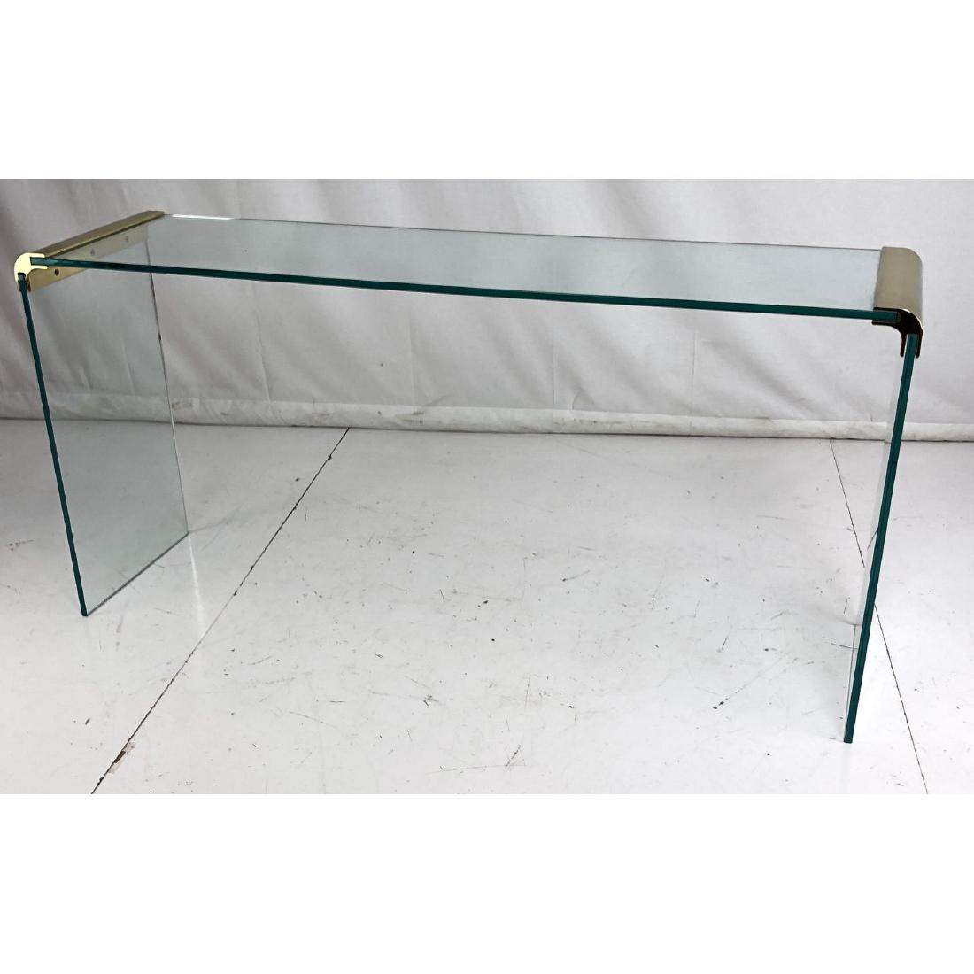 Decorator Modernist Brass & Glass Sofa Console Ta (1 of 8)