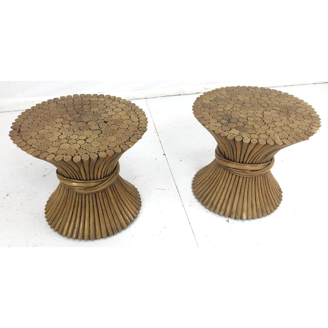 Pr Decorator Corseted Rattan End Tables.  Macguir (1 of 11)