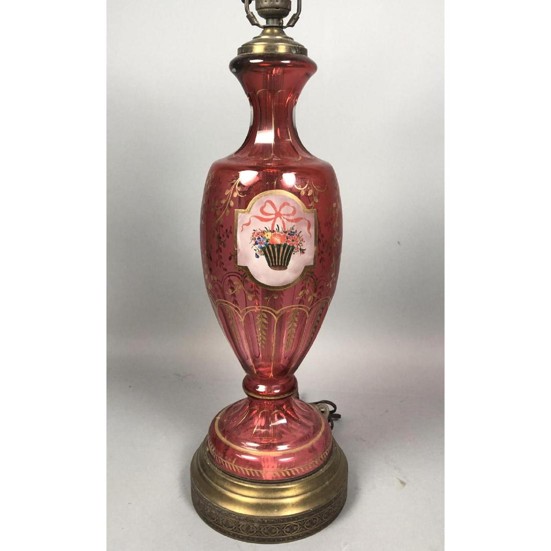 Antique Cranberry Glass Table Lamp. Urn form with (1 of 10)