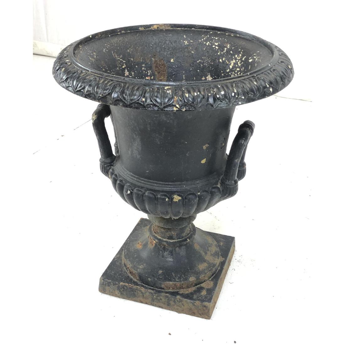 Black painted Cast Iron Pedestal Garden Urn Plant (1 of 7)