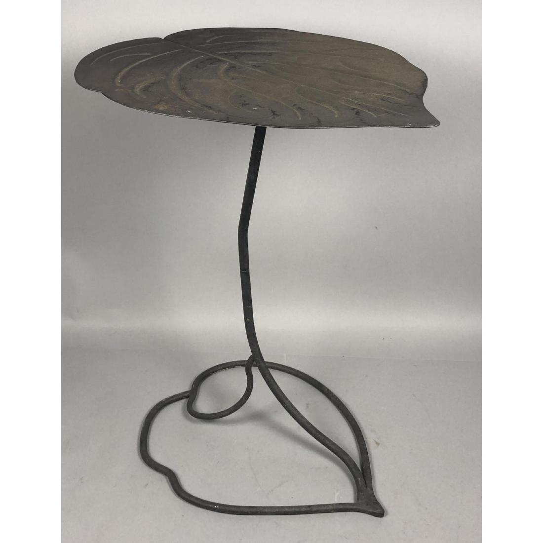 Salterini style Tall Outdoor Leaf Iron Side Table (1 of 8)
