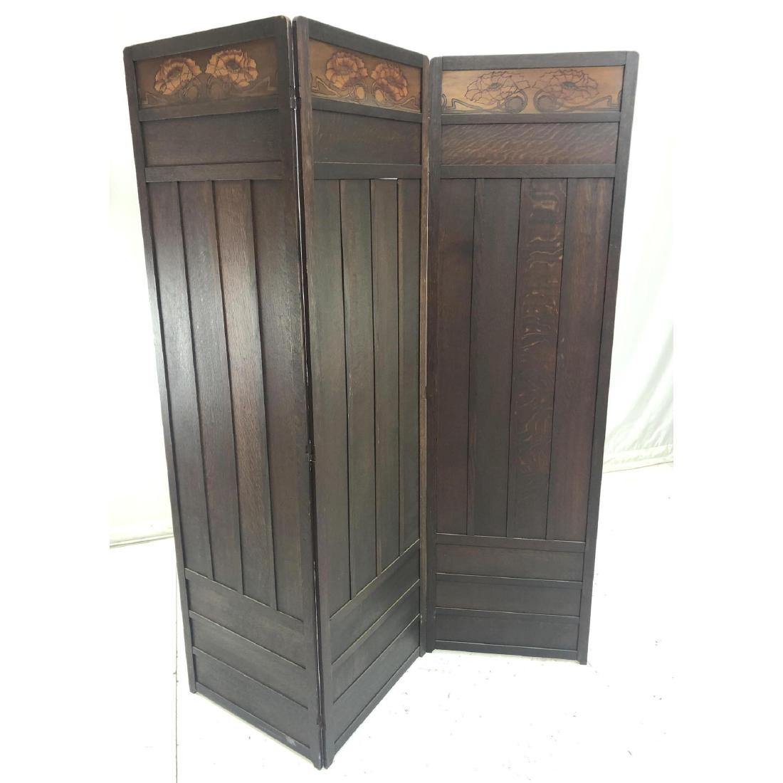 Mission Arts & Crafts Pyrography Folding Screen. (1 of 10)