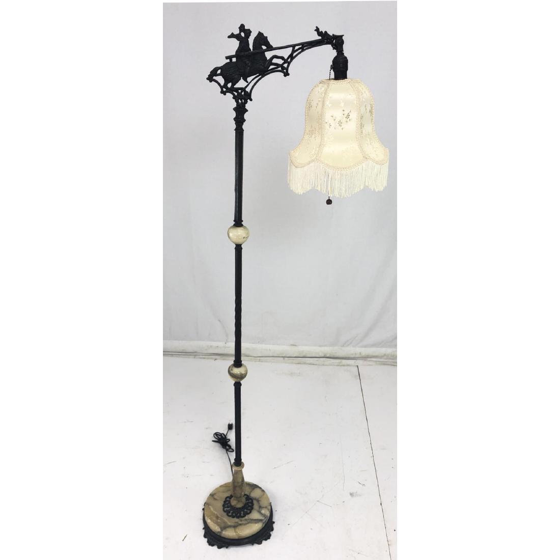 Alabaster Metal Bridge Floor Lamp. Jousting knigh (1 of 10)
