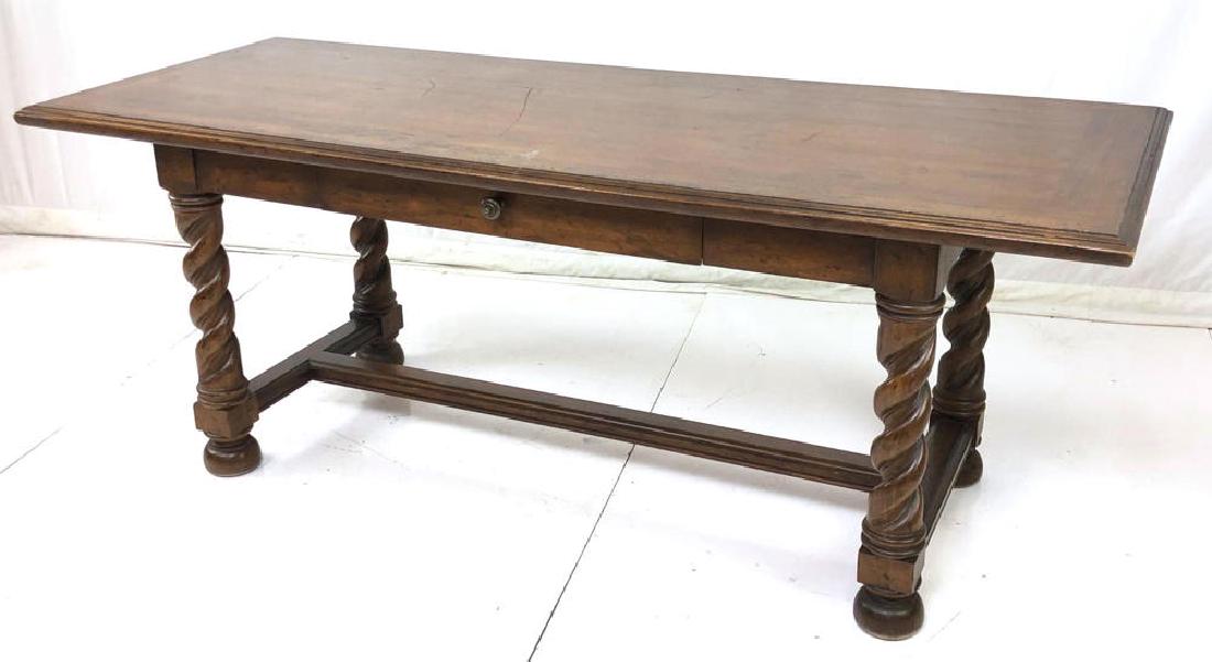 HERITAGE Long Wood Dining Librry Table. 4 heavy b (1 of 10)