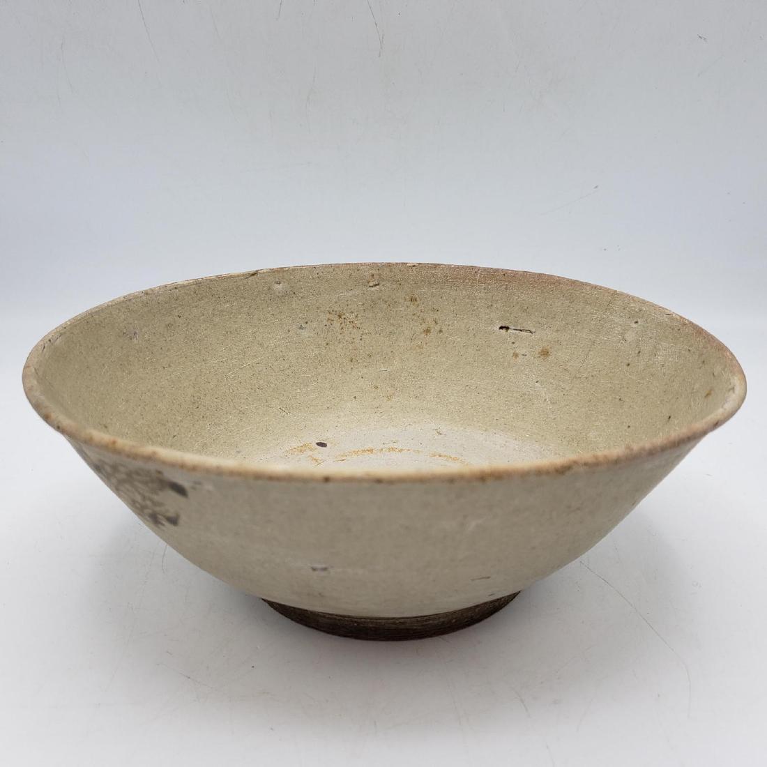 Glazed Chinese Pottery Bowl. Gray beige glaze. (1 of 9)