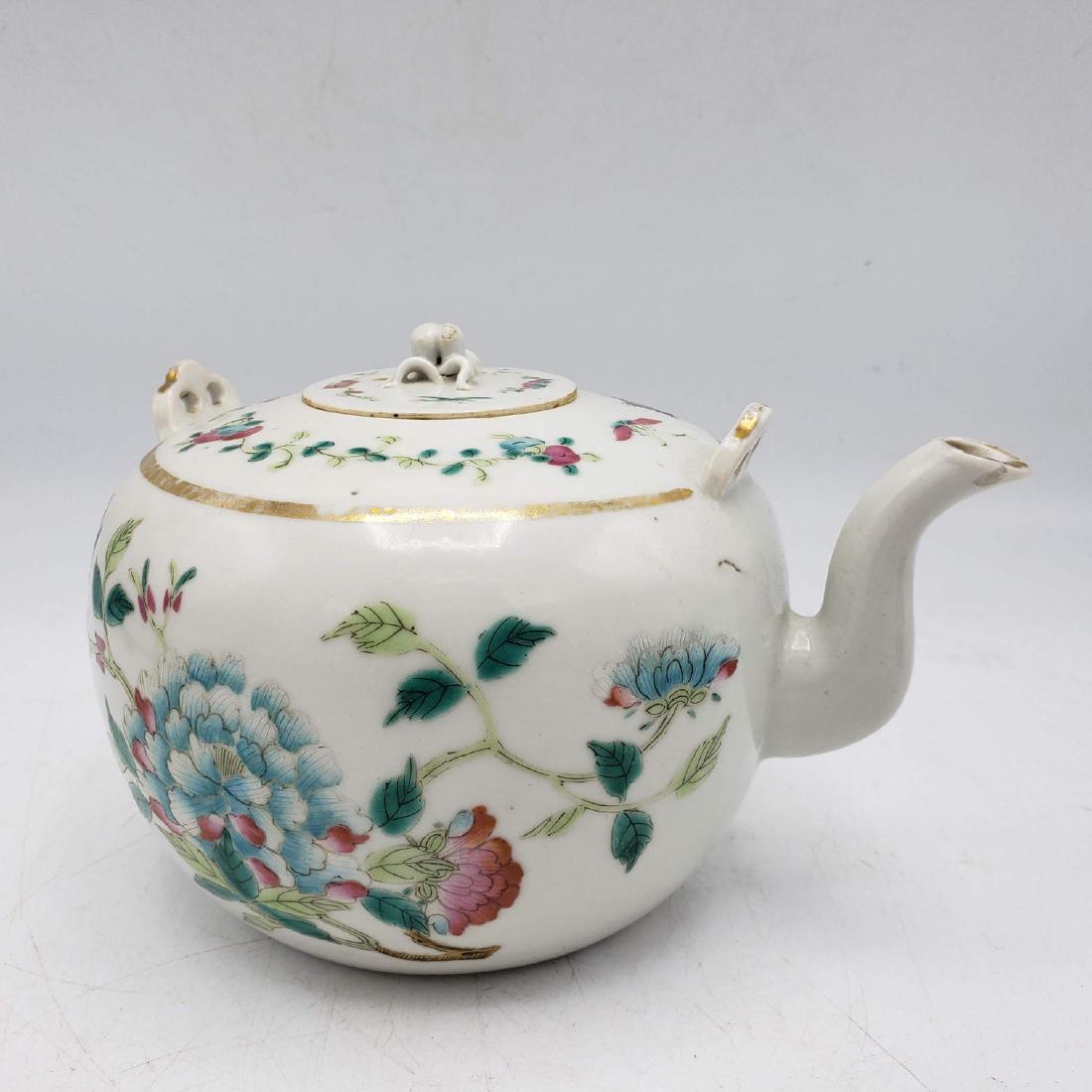 Chinese Ceramic Paint Decorated Teapot. Floral an (1 of 11)