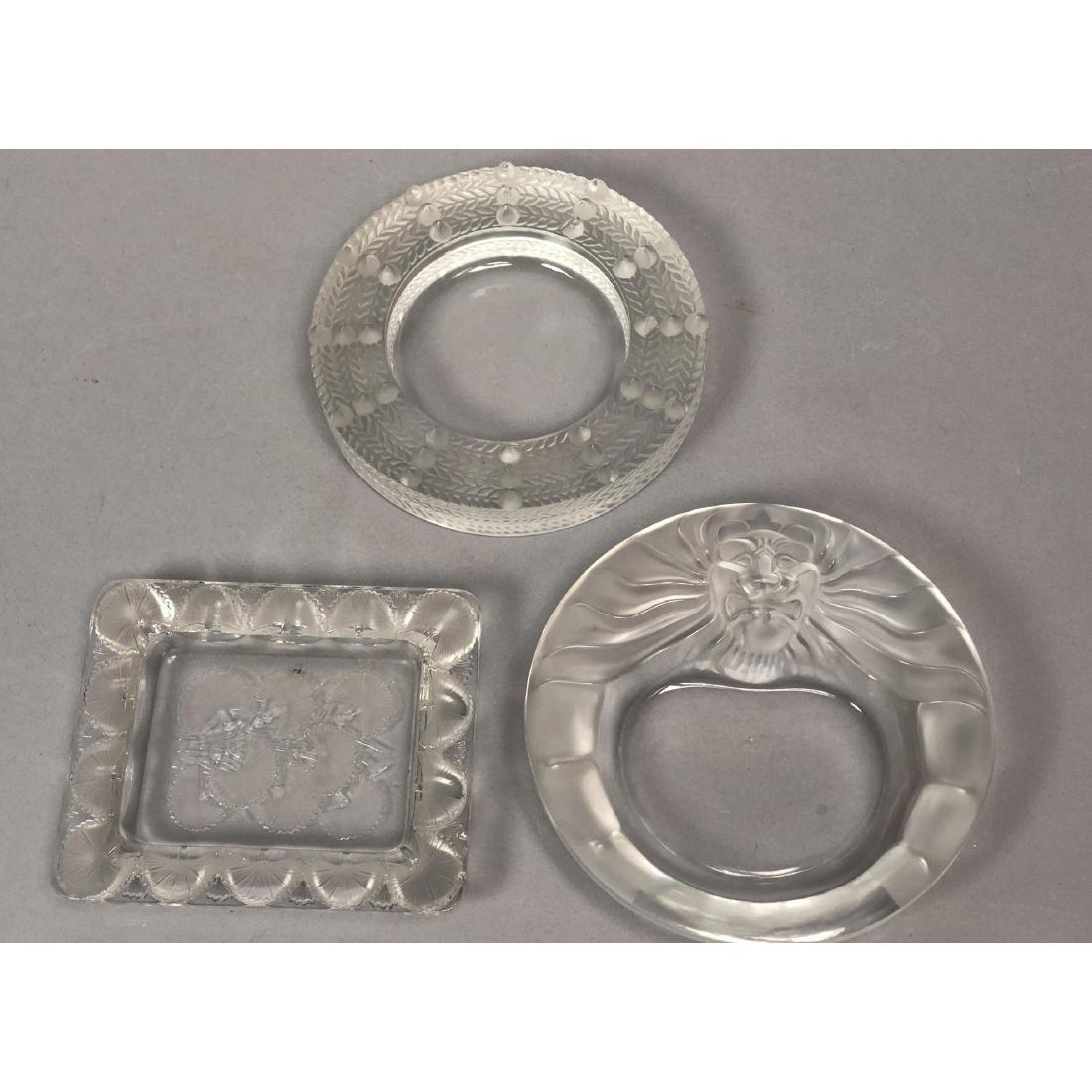 3pc LALIQUE France Crystal Low Bowl Dishes. 1) Fr (1 of 5)