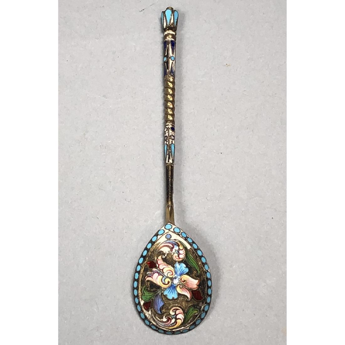NIKOLAV STRULEV Moscow Russian Enamel Spoon. Gilt (1 of 5)
