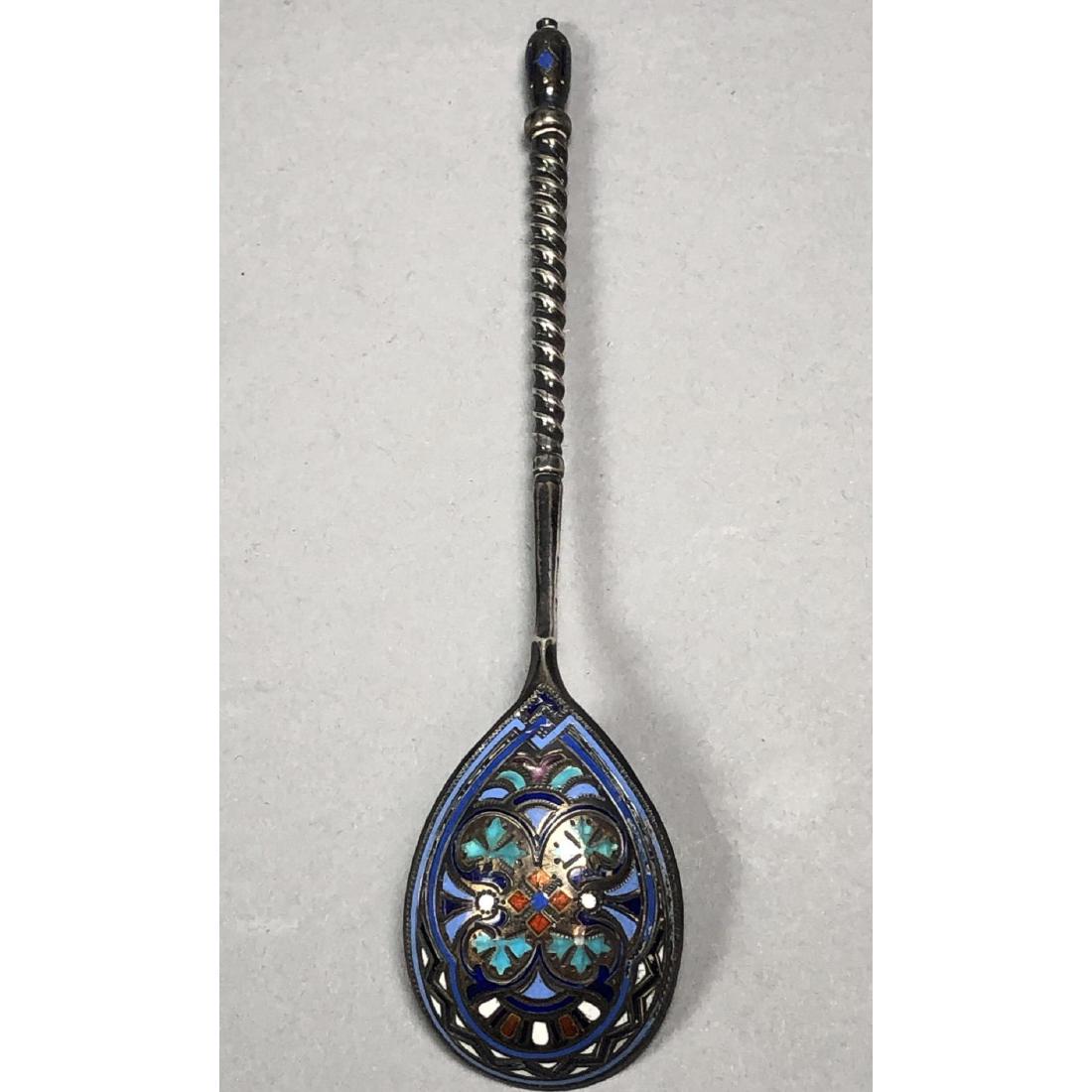 Russian Enamel Sterling Silver Spoon. 6 color ena (1 of 6)