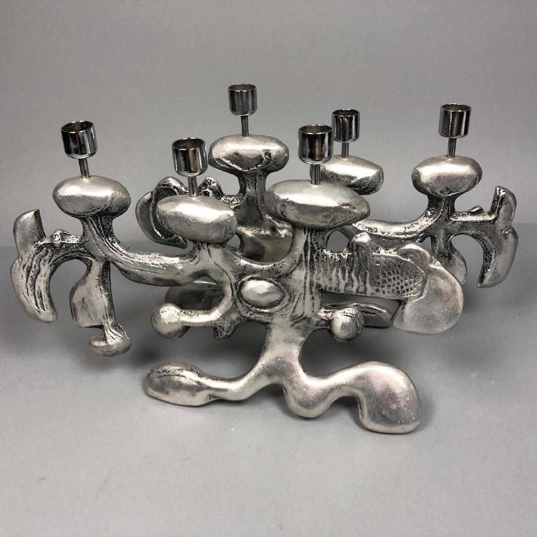 DON DRUMM Molded Metal Candelabra. Pewter base wi (1 of 6)