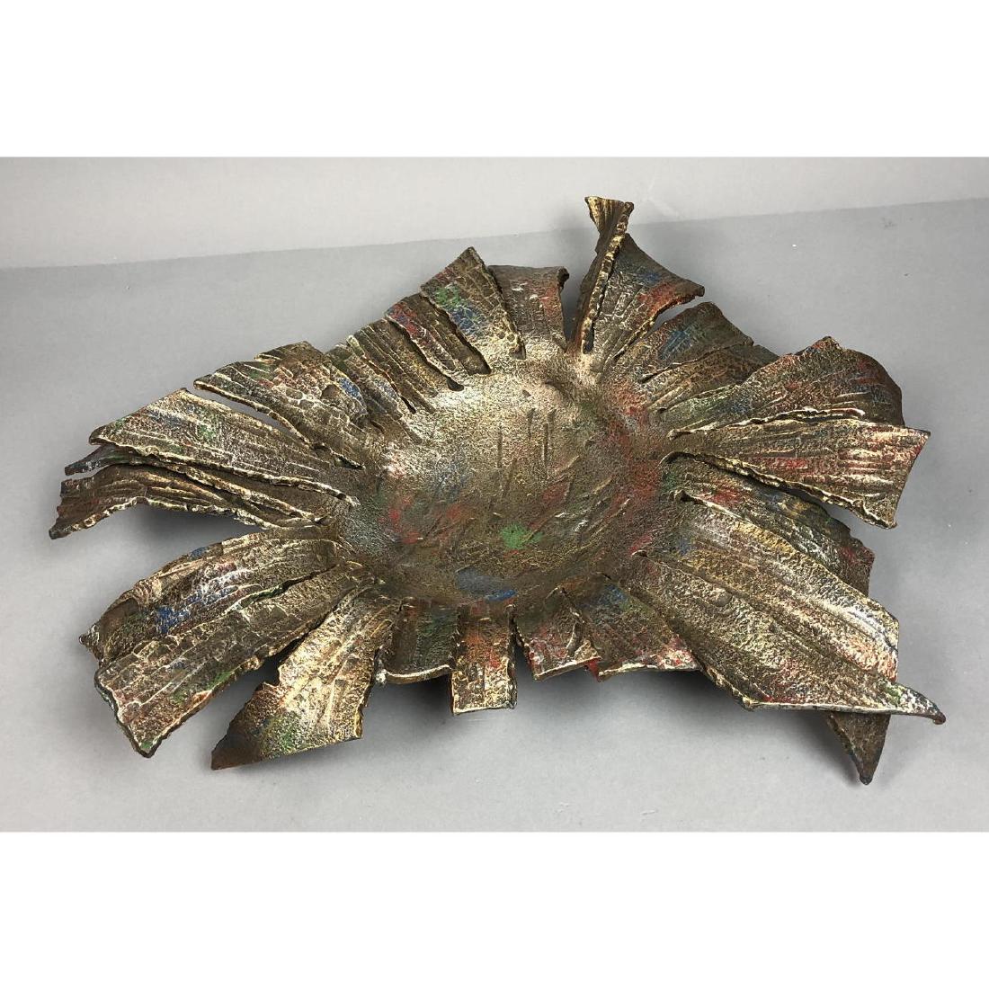 MARSURA Brutalist Hammered Metal Low Center Bowl. (1 of 7)