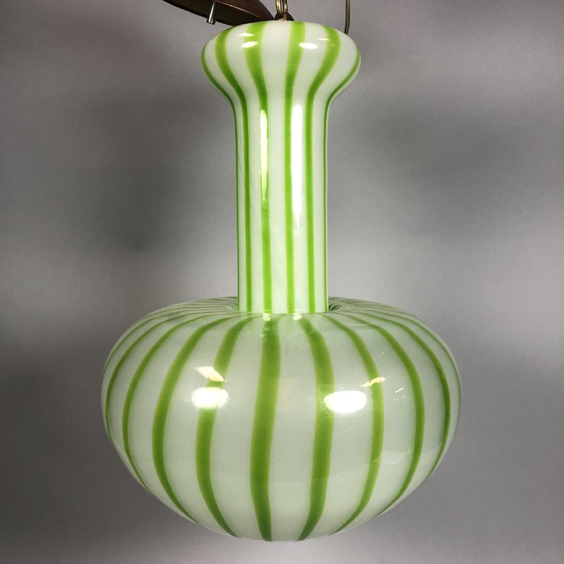Murano Art Glass Green Striped Chandelier. 2 part (1 of 7)