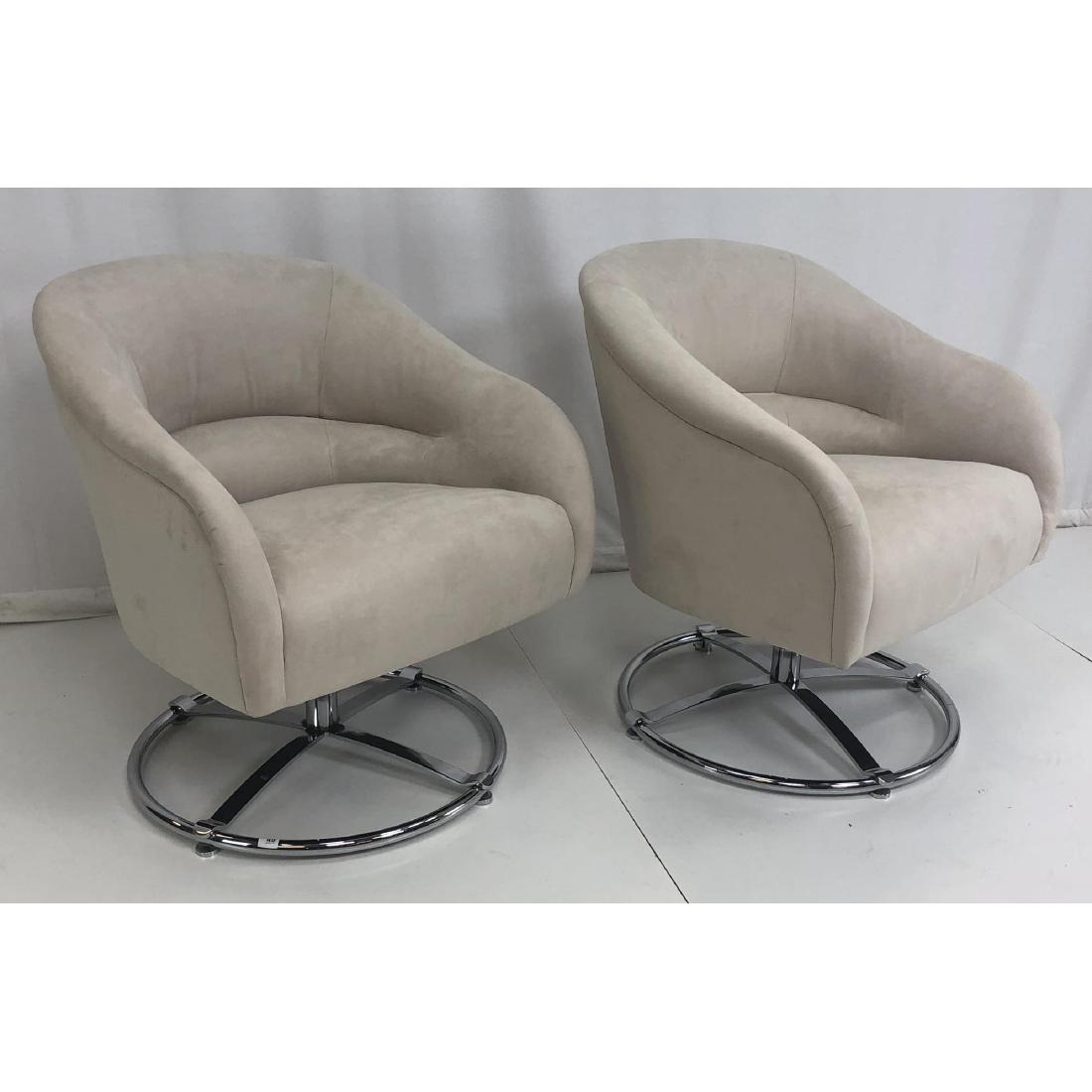 Pr WARD BENNETT Chrome Swivel Lounge Chairs. Off (1 of 9)