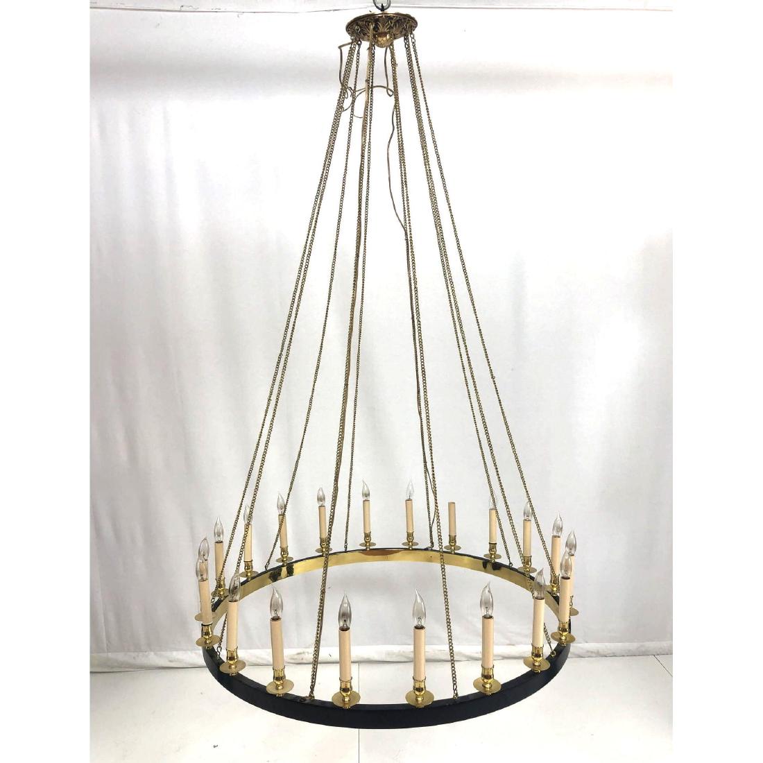 36" Tommi Parzinger Black Metal Modernist Chandelier (1 of 6)