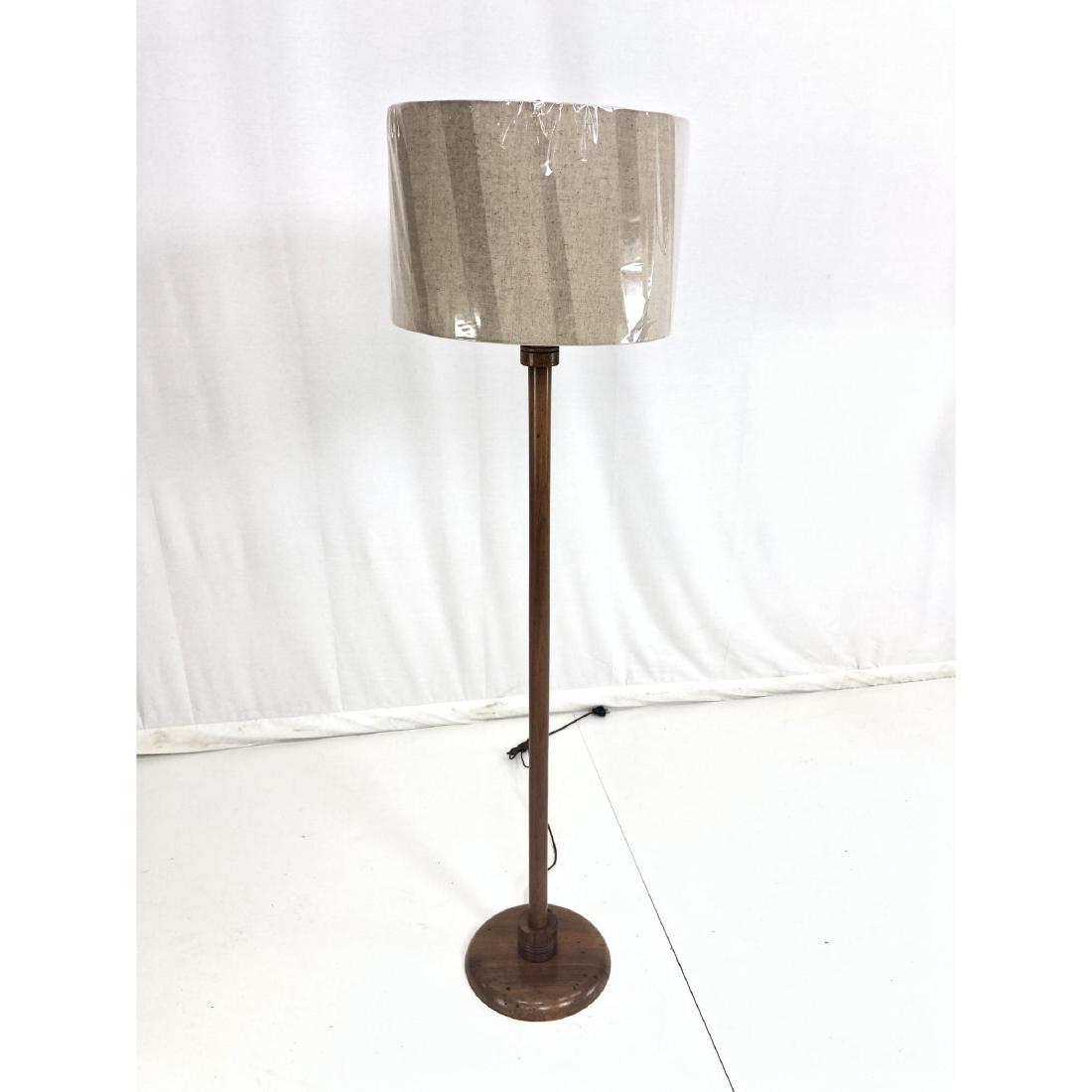 Modernist Wood Stem Floor Lamp. Curved round base (1 of 6)