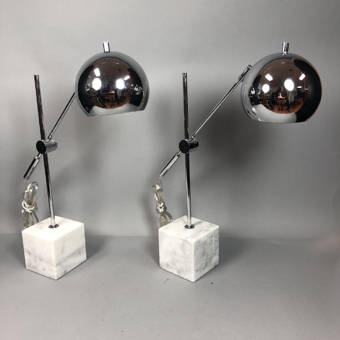 Pr ROBERT SONNEMAN Style Lamps. Chrome Marble Tab (1 of 14)